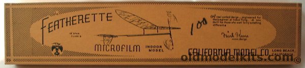 California Model Co Featherette Microfilm Indoor Airplane - 18 inch Wingspan Airplane for Class B Competition plastic model kit